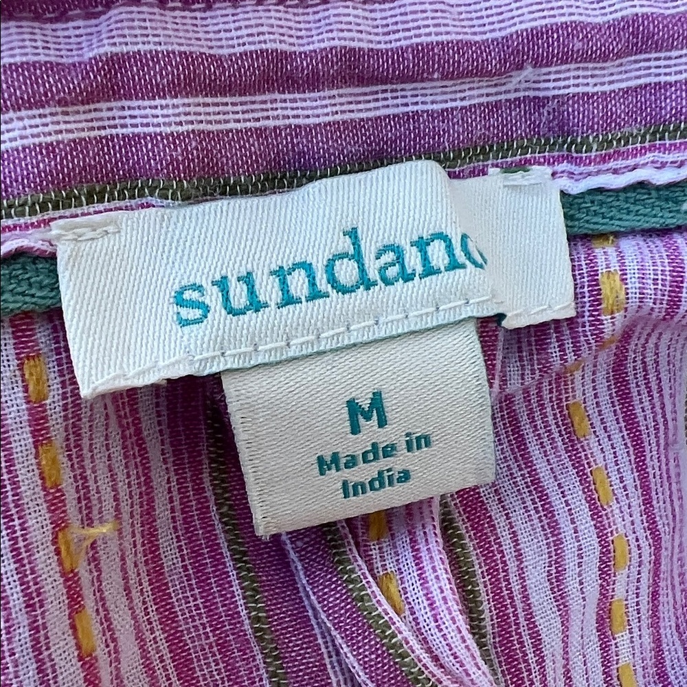Sundance Women's Pink Striped Crop Button up Shirt Size M - Picture 7 of 9